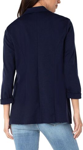 Liverpool Los Angeles Womens Boyfriend Blazer with Princess Darts Super Stretch Ponte, Cadet Blue, Small in Kuwait