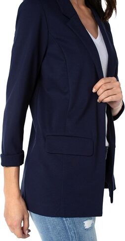 Liverpool Los Angeles Womens Boyfriend Blazer with Princess Darts Super Stretch Ponte, Cadet Blue, Small in Kuwait