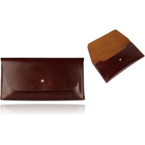 Currency Pouch, Coin Purse, Paper Money Pouch and Credit Card Holder, Leather Retro Clutch Wallet for Men and Women, Cash Organiser Envelope, Mini Wallet for Travel (Brown, 8x4 inch)