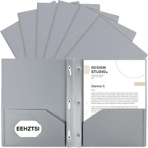 12-Pack Plastic Folders with Pockets and Prongs,2-Pocket Folders with 3 Fasteners, Poly Folders Holds 8-1/2" x 11" Paper for School/Office/Home