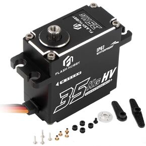 FLASH HOBBY 35KG Servo Coreless Servo Full Aluminum Case Waterproof IP67 High Voltage Servo Motor High Torque Digital Servo for 1/10 1/8 RC Car Mode