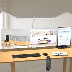 3000 Lumen Ultra Bright Architect Desk Lamp with Clamp, 36W Tall Overhead Led Desk Light for Home Office, 47Inch Long Dimmable Computer Monitor Light Bar with Remote for Table Desktop Drafting