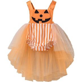 Baby Girls Pumpkin Outfit 1st Halloween Pumpkin Costume Babys One Piece Romper Size 0-24 Months