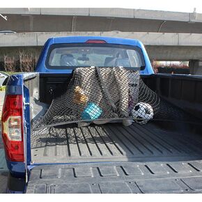 Elastic Cargo Net with Hooks, Truck Bed Cargo Mesh Organizer Single Layer Mesh 4'x4' (Stretches to 7'x7') for Car SUV Truck Pickup Daily Load