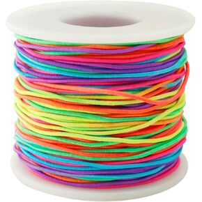 FQTANJU 1mm Elastic String for Bracelets, 328 Feet Rainbow Stretchy Bracelet String Elastic Thread Cord for Jewelry Making, Necklaces, Beading and Crafts