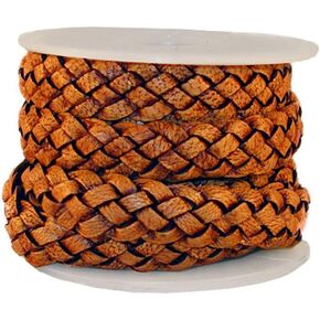 12mm 5 Ply Flat Braided Leather String Bolo Cord, Lace for Jewelry Making, Bracelets, Necklaces, Wraps, Crafts and Hobby Projects (Vintage Dark Brown, Roll of 2 Meters)