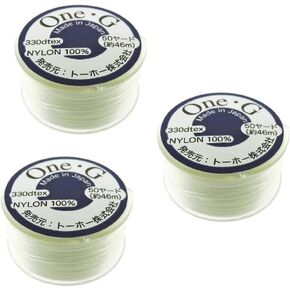 Toho One-G Beading Thread, 50 Yard Bobbin (White - 3 Pack)
