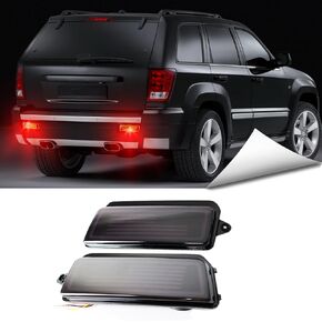Full LED Rear Bumper Reflector Lights For Jeep Grand Cherokee WK1 2005 2006 2007 2008 2009 2010 Tail Brake Fog Lamps Daytime Running Light Turn Signal Accessories (Smoked)