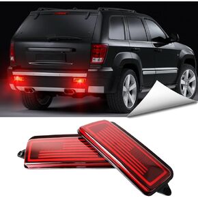 Full LED Rear Bumper Reflector Lights For Jeep Grand Cherokee WK1 2005 2006 2007 2008 2009 2010 Tail Brake Fog Lamps Daytime Running Light Turn Signal Accessories (Smoked)