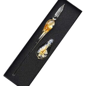 Crystal Glass Intarsia Dip Pen Fountain Pen Kit Vintage Calligraphy Signatures Pen, Pink