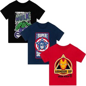 Marvel T-Shirt 3 Pack | Captain America, Hulk, Iron Man Avengers Shirt | Multipack Boys T Shirts for Summer in Saudi Arabia
