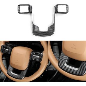 ABS Car Steering Wheel Frame Cover Steering Wheel Button Panel Protection Frame Molding Trim Compatible with Hyundai Santa FE 2024 2025 Accessories(Wood Grain Style)