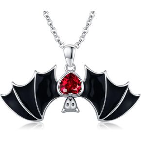 Bat Necklace 925 Sterling Silver Bat Necklace Gothic Bat Necklace for Women Halloween Birthday Jewelry for Women Men
