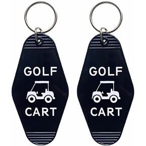 2pcs Golf Cart Keychain Plastic Retro Motel Golf Cart Key Chain for Women Men