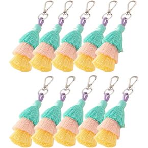 MSCFTFB 10pcs Tassel Keychain,Car Keychain,Cute Keychains for Women Purse Accessories Bag Charm Gift for Her