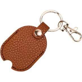Leather Car Key Sleeve, Broken Car Key Loop Replacement Pu Keychain Protector with Iron Key Ring Auto House Key Cover
