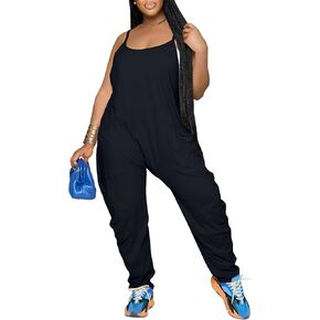 Jumpsuits for Women Casual Harem Onesie Overalls Loose Sleeveless Spaghetti Strap Baggy Rompers Jumpers with Pockets
