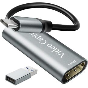 HDMI to USB/USB C Capture Card, 4K HDMI Video Capture Card, USB 3.0 Capture in 2K 30FPS or 1080P 60FPS, for Live Streaming Gaming Broadcasts Video Reorder,Work with Windows Mac OS PC Camera Switch OBS