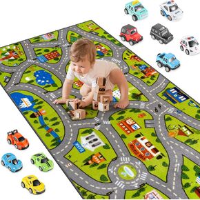 STARUIA Washable Kids Carpet Playmat Rug for Boys Play Room, Baby Fun Learning Car Rug for Kids Toy Cars, Non-Slip City Road Rug for Kids Room Bedroom Classroom, 79"x39"