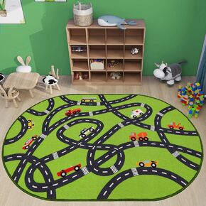 Kids Rug Car Play Mat for Toy Cars, Nylon Road Traffic 39.4"×59" for Playroom Kid Car Road Rugs Play Mat Non-Slip Washable Car Rug for Baby Toddlers Boys Room Family Tummy Time Playtime Blue