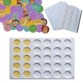 30 Cavity Silicone Mold Pad for Wax Seal and 96 PCS Transparent Double-Sided Adhesive Sticky Dots Craft Waxing for Sealing Wax,DIY Craft,Letter,Wedding Invitations