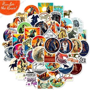 UNITEDSTA 100 pcs Horse Stickers for Kentucky Horse Derby Gifts for Girls Kids Women, Removable Waterproof Decals for Water Bottle Laptop Scrapbook
