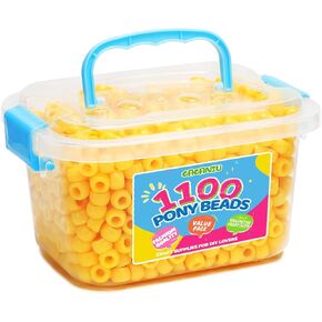 1100+ pcs Pony Beads,Beads for Bracelets, Beads, Bracelet Beads for Hair Braids, Plastic Pony Beads Bulk for Jewelry Making in jar, Kandi Beads (Multicolor)
