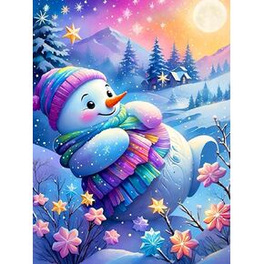 Ekuxom Christmas Diamond Art Kits for Adults, Christmas Diamond Painting Kits for Adults, Snowman Diamond Art Christmas Gem Art Craft Home Wall Decor 12x16inch