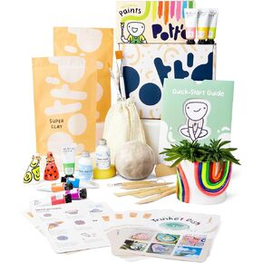 Pott'd Air Dry Clay for Adults. Beginners Home Pottery Kit for Adults. DIY Craft Kit for Adults. Kit Includes: Air-Dry Clay for Adults, Tools, Paints, Brushes, Sealant, How-to-Guides