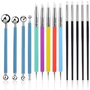 Dotting Tools, Silicone Clay Sculpting Tool, Clay Tools, Polymer Clay Tools, Clay Sculpting Tools with 15 PCS Modeling Dotting Tool, Embossing Tool for Modeling, Nail, Painting