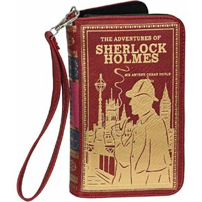 Sherlock Holmes Book Wallet ID Holder Snap Close Fashion Wristlet
