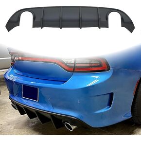 Rear Bumper Diffuser Compatible with 2015-2024 Dodge Charger SRT Rock Style Bumper ABS Plastic Non-Widebody Models Rear Bumper Lower Lip Diffuser (Matte Black)