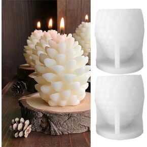 2 Pcs Christmas Pinecone Silicone Candle Molds Soap Mold 3D Xmas Theme Resin Concrete Mould DIY Supplies Winter Table Home Decor Ornament Mold