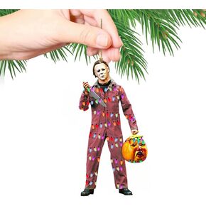 Halloween Dolls Pendant Horror Toys Zombies Skeleton Dwarf Decoration Car Rear View Mirror Pendant Hanging Festival Gifts, Red