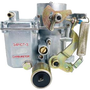 34 PICT 3 Carburetor Compatible With Volkswagen VW Beetle Bug Super Beetle Karmann Ghia Type II Bus Thing 34PICT-3 For Air Cooled 1600cc Dual-Port Engine Replaces OE# 113129031K 98-1289-B