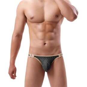 Men Detachable Bikini Briefs Sexy Lace G-string Thong Narrow Edges U Convex Underpants