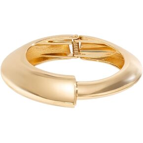 Gold Bangle Bracelets for Women Gold Plated Wide Wire Chunky Cuff Bracelets Trendy Hinged Cuff Open Wide Chunky Gold Bracelet Irregular Minimalist Bangle Jewelry