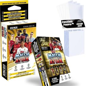 مجموعة بطاقات كرة القدم Topps Match Attax 2024-2025 Eco Pack + Random Mega Tin + 100 واقي بطاقة، 83 بطاقة - 6 بطاقات حصرية محدودة الإصدار + بطاقة حصرية جديدة للاحتفال الكلاسيكي in Kuwait