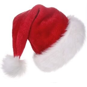 BALORAY Santa Hat for Adults Big Santa Hat Comfort Double Liner Plush Red Velvet for Christmas Gift