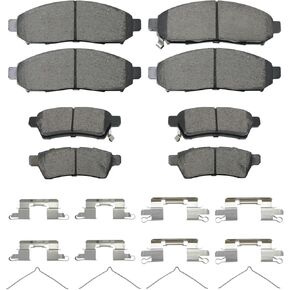 Ceramic Brake Pad Front Rear Set Compatible With 2005-2018 Nissan Frontier, 2005-2015 Nissan Xterra, 2009-2012 Suzuki Equator