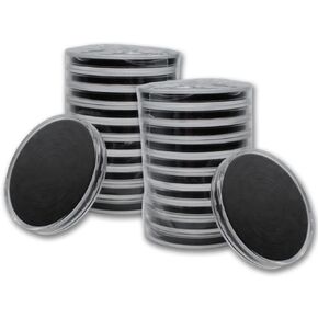 20 Clear Acrylic Capsules - Fits Most Popular Gold & Silver Coins - Easy to Open - Protect and Display Your Collection - 9 Sizes with Adjustable Black Ring Foam
