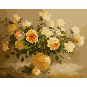 ABEUTY DIY Paint by Numbers for Adults Beginner,Yellow Roses 16x20 inches Number Painting Home Decoration Crafts (No Frame)