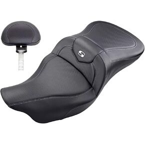 Saddlemen 0801-1191 808-07B-186BR Extended Reach Road Sofa Carbon Fiber Seat W/Backrest 08+ TOURING MODELS, Black