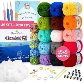 20 Skein Acrylic Yarn Kit for Crocheting & Knitting - Assorted Colors 2,810 Yards in Total - Perfect for Crafting, DIY Projects, & More - Ideal Crochet Yarn for Beginners & Pros