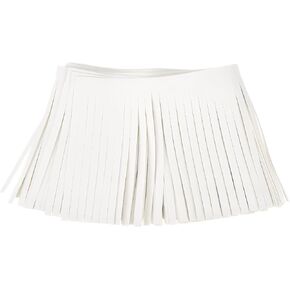 uxcell 1 Yard 10 Inch PU Faux Leather Fringe Trim Double Side Leather Sewing Tassel Fringe for DIY Sewing Dress Crafts Skirt Decoration, White