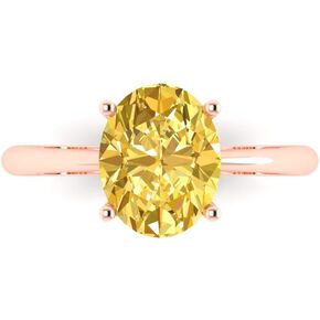 Clara Pucci 2.5ct Oval Cut Solitaire Natural Yellow Citrine Engagement Wedding Bridal Promise Anniversary Ring 18K Rose Gold