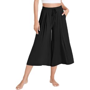 NACHILA Pajama Pants for Women-Viscose Made from Bamboo, Wide Leg Capri Pants with Pockets Loose Sleep Pants Cool Sweatpants