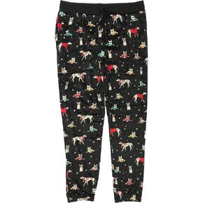 Secret Treasures Dogs with Scarves Soft Black Women's Velour Jogger Sleep Pants Ladies (X-Large 16-18)