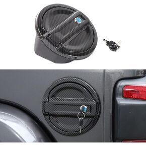 for JL Fuel Filler Door Gas Tank Cap Cover Fit for 2018-2024 Jeep Wrangler JL & Unlimited Sport Rubicon Sahara 2/4 Door, Aluminum Fuel Door Exterior Accessories(Carbon Fiber)