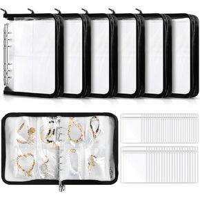 6 Sets Transparent Jewelry Storage Book Travel Jewelry Organizer Earring Organizer Case Bracelet Holder for Necklace Earrings Ring Holder with Clear Zippered Pouch Anti Tarnish Pouches